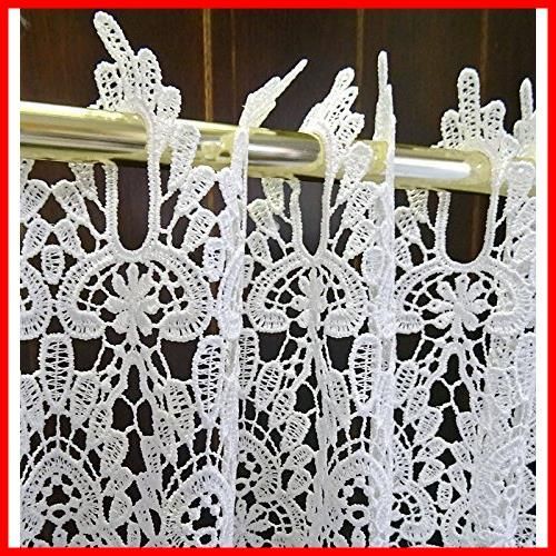 細くて白い糸で編み上げた繊細で可憐な雰囲気のギュピュールレースカフェカーテン 約１２０㎝×３０㎝