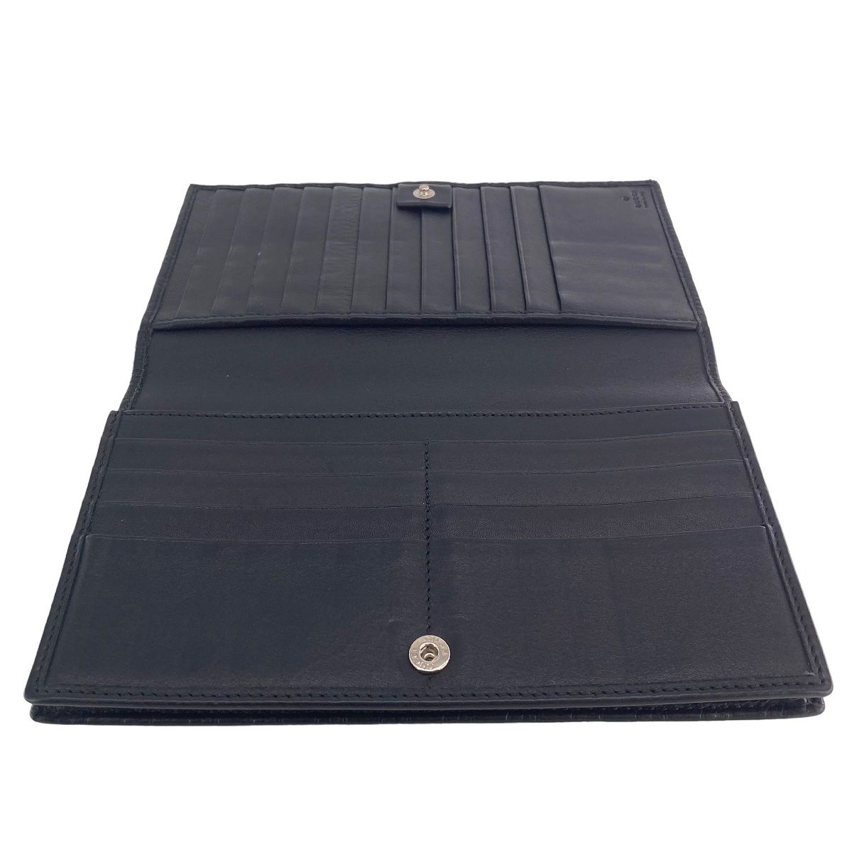 【未使用級】GUCCI お札入れ マイクロＧＧ　シマ　ブラック　レザー　希少 中古】 GUCCI グッチ マイクログッチシマ 札入れ 黒 長財布 メンズ