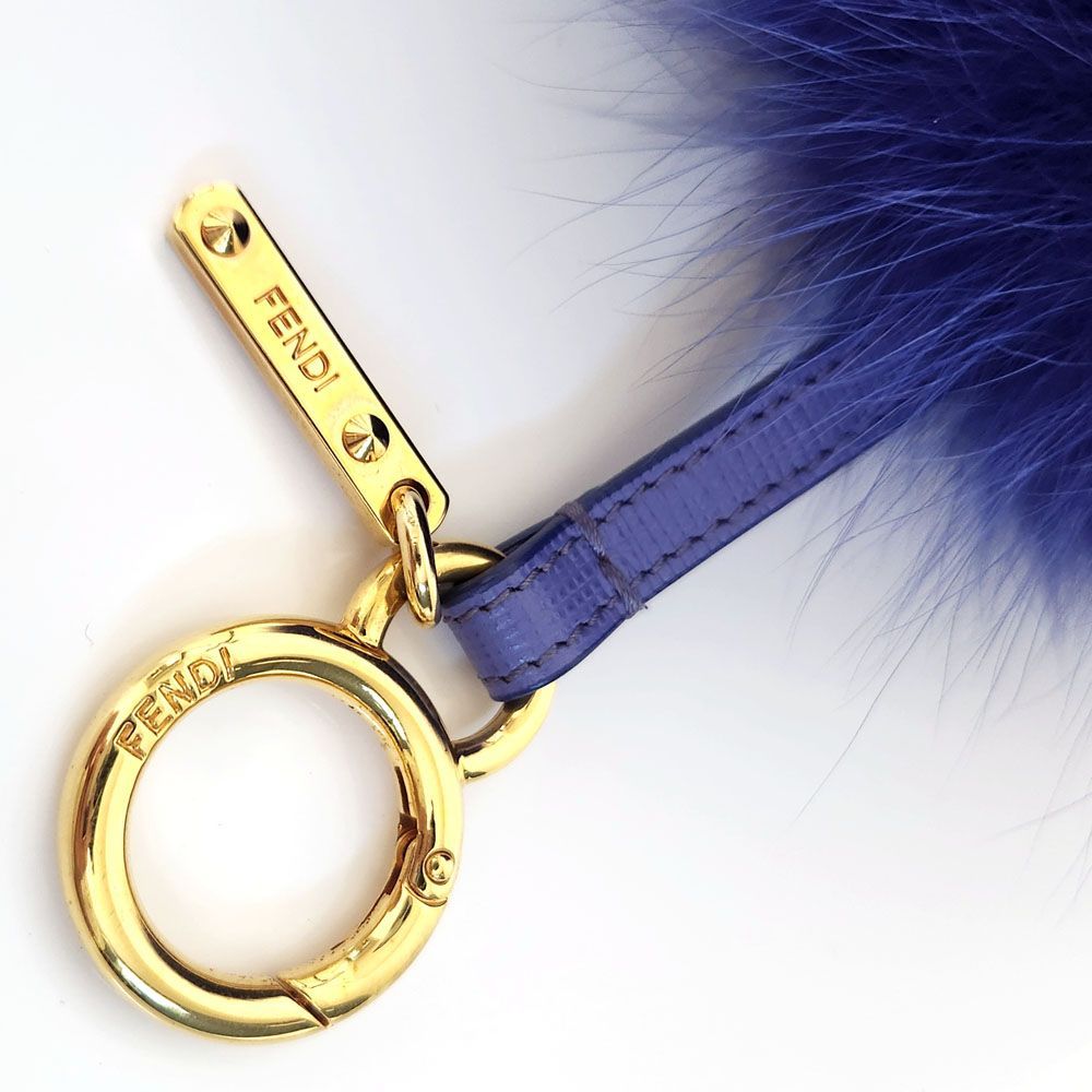 FENDI ポンポンチャーム ブラック パープル 箱付き フェンディー FENDI