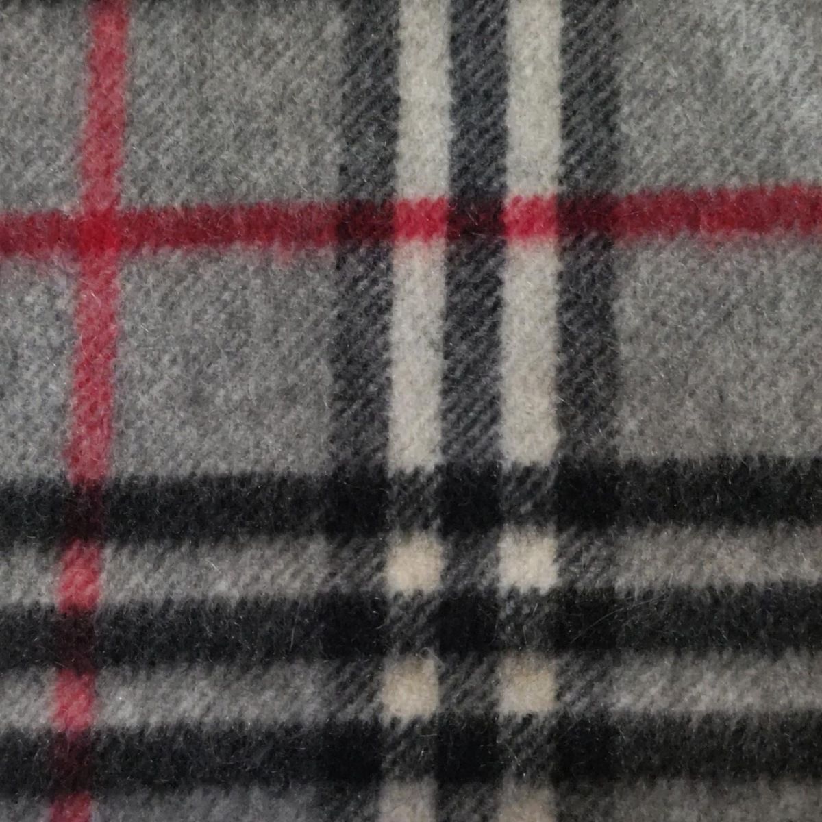 Burberry LONDON バーバリーロンドン マフラー - グレー×レッド チェック柄 カシミヤ NICORILABO_COM