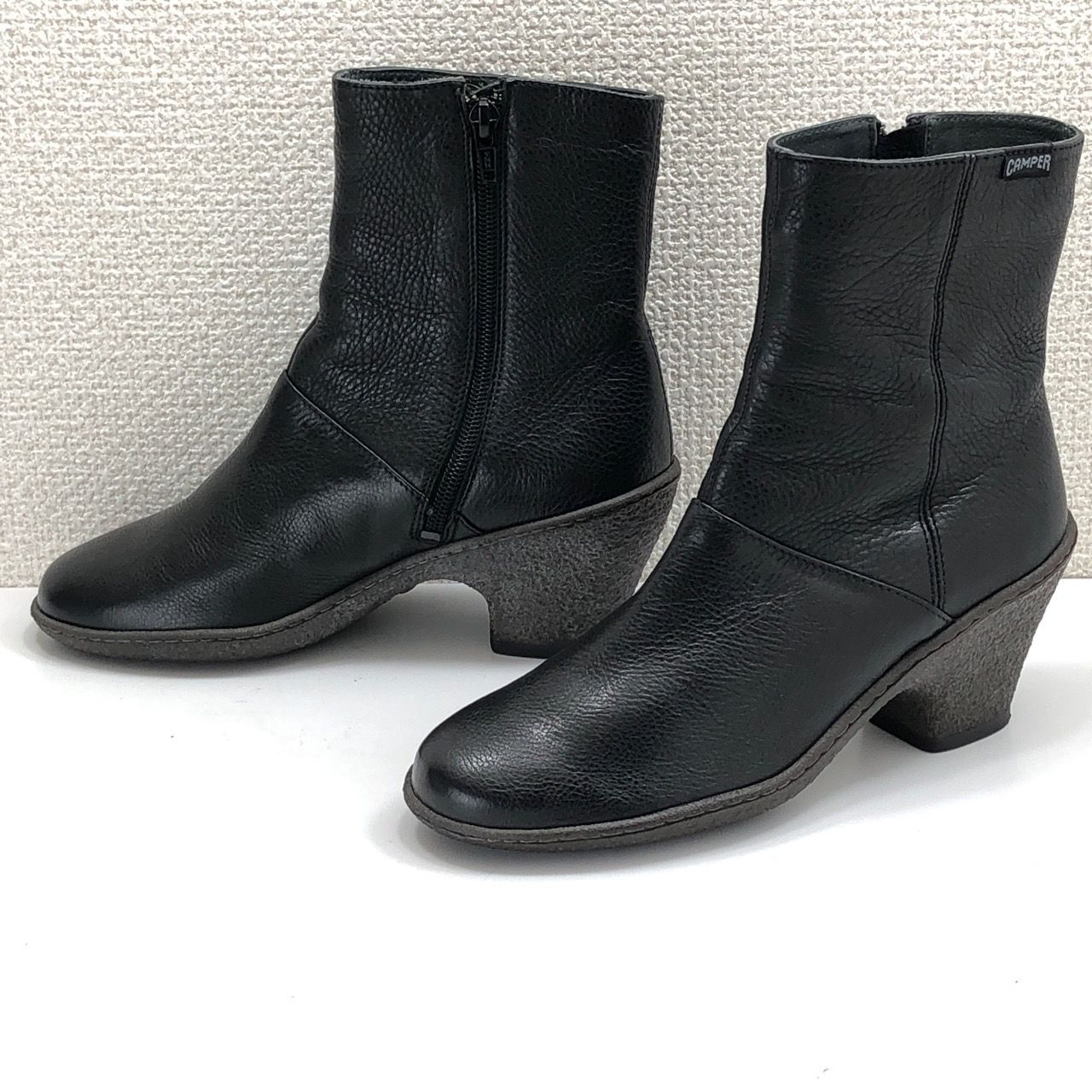 カンペール ショートブーツ ブラック サイドジップ アンクル