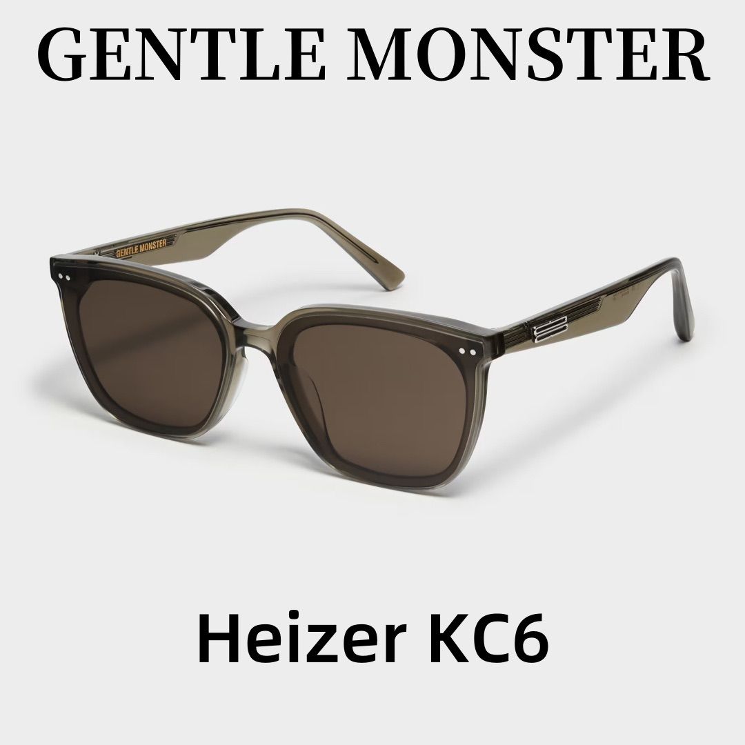 ジェントルモンスター GENTLE MONSTER Heizer KC6サングラス カーキー色の半透明アセテートフレーム / カーキー色のレンズ  スクエアシルエット 新品未使用正規品