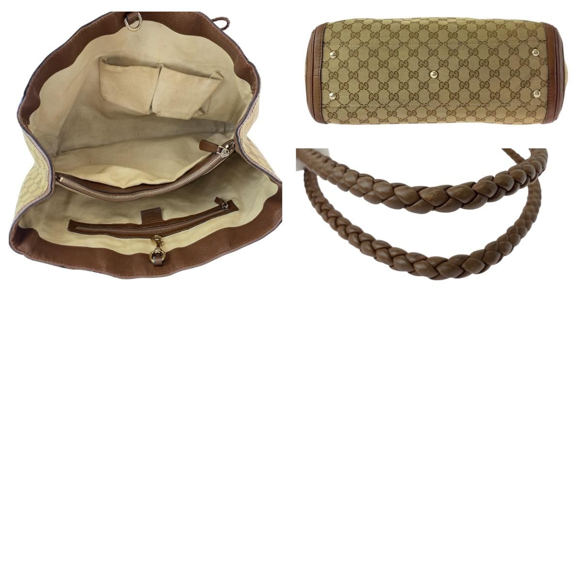 美品 GUCCI グッチ ベラバンブー ベージュ ブラウン ゴールド金具 GG  