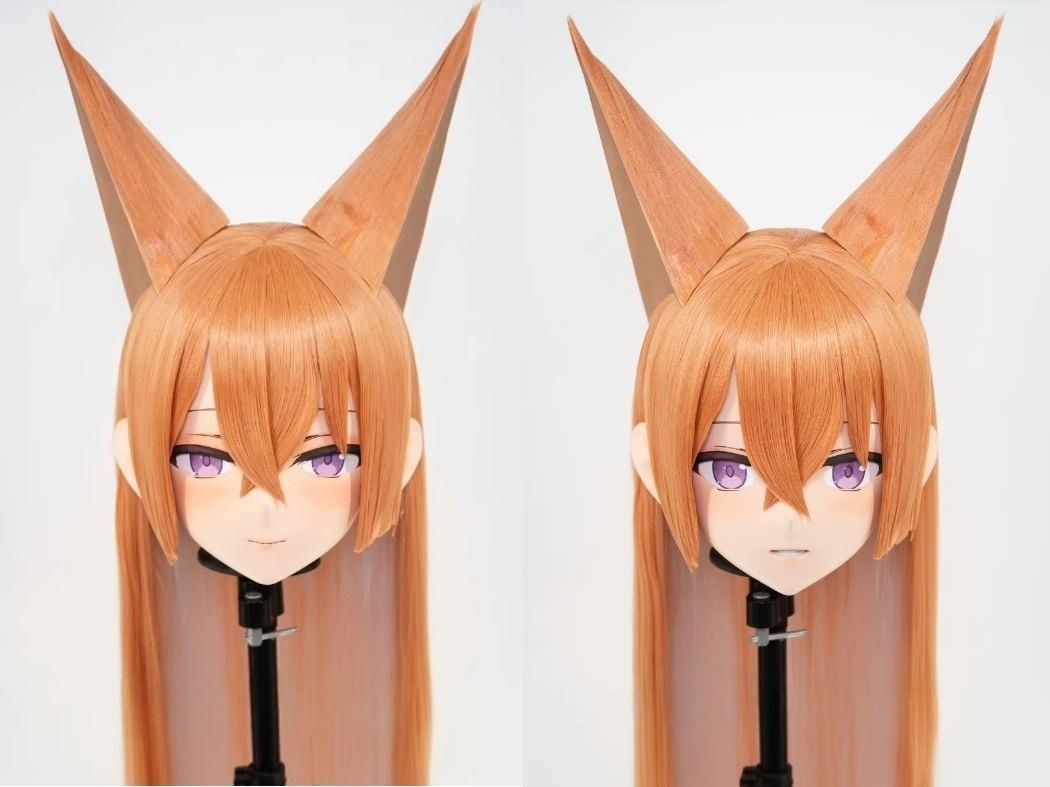 全頭マスク カツラ付き ロック付き NO.366 顔交換 ドール ヘッドロリータ人形 コスプレ 変身 仮装 着ぐるみ kigurumi 二次元