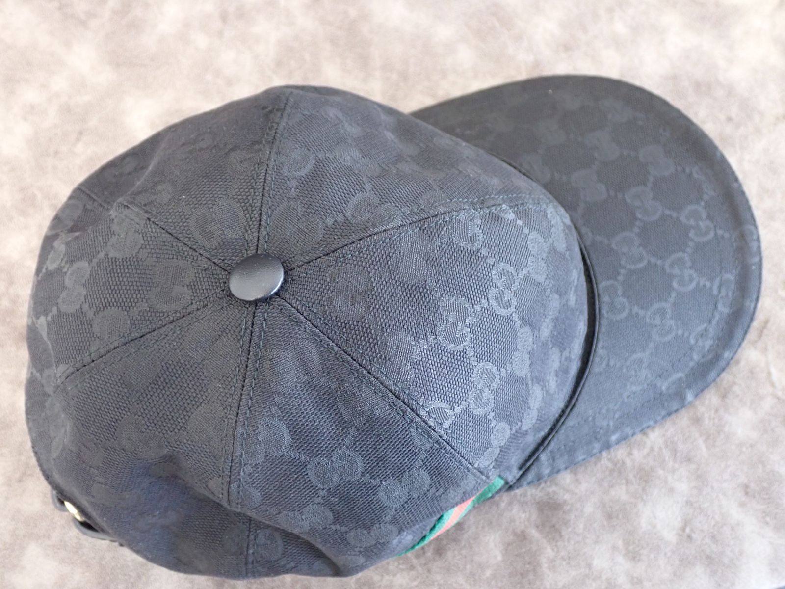 美品■グッチ　ベースボールキャップ　インターロッキング　シェリーライン　黒色　L GUCCI グッチ シェリーラインベースボールキャップ インター