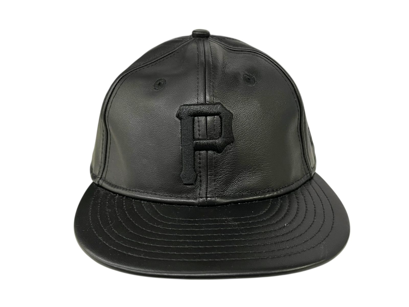 NEWERA (ニューエラ) レザーキャップ GENUINE LEATHER CAP 本革 MLB ピッツバーグ・パイレーツ 60585321 F ブラック メンズ/199