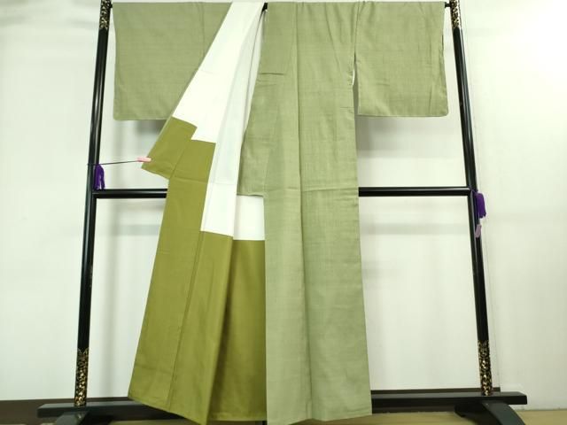 平和屋本店■極上　本場結城紬　重要無形文化財　色無地　柳茶色　逸品　未使用　DZAA6370kh5 平和屋本店□極上 本場結城紬 重要無形文化財 奥順謹製 色無地 柳茶色