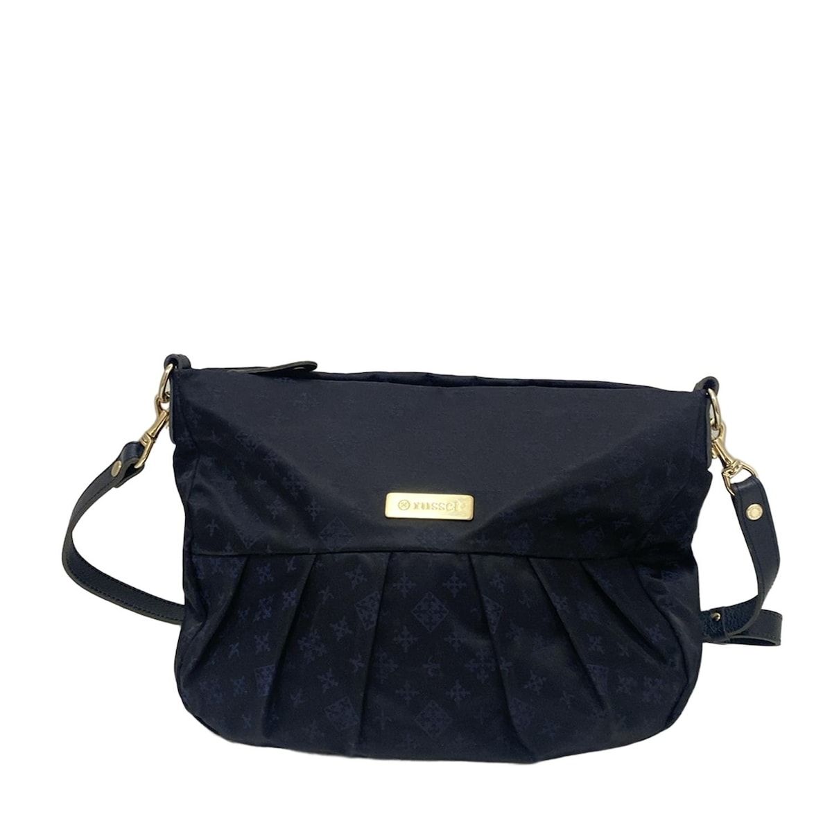 russet ラシット ショルダーバッグ - 黒×ダークネイビー レザー