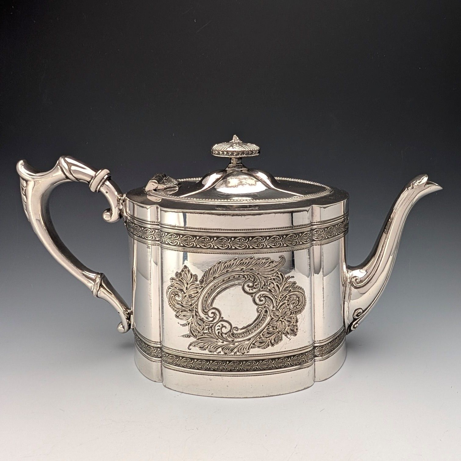 1890-1900年頃 SILVER 英国骨董アンティーク シルバー 純銀P. EPNS 象牙風ハンドル フォーク ナイフ カトラリー セット 6客12本 #2 1900年頃 英国アンティーク シルバープレート製 ドラム型ティーポット