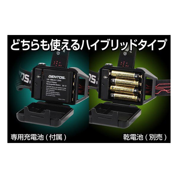 GENTOS GH-101RG 450ルーメン 充電式 LEDライト 乾電池兼用タイプ Gシリーズ ヘッドライト ジェントス LED ライト