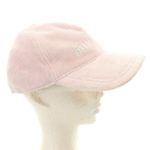 ミュウミュウ miumiu タオル地 ベースボールキャップ 帽子 ロゴ ピンク 