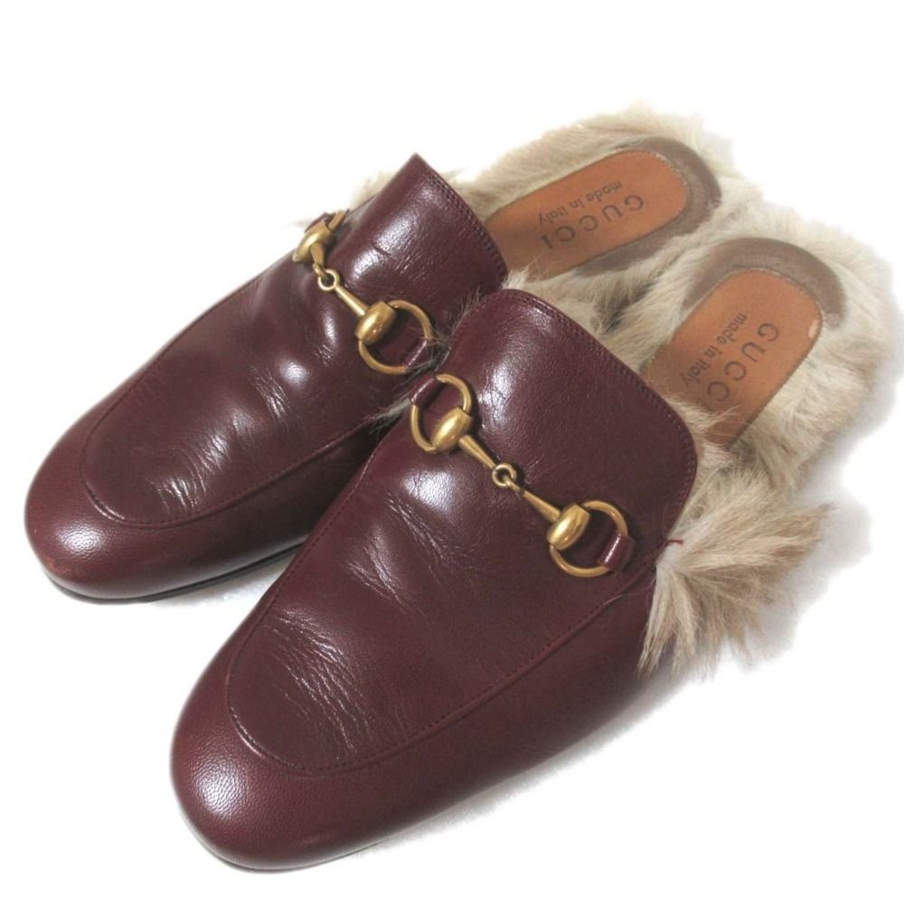 グッチ　プリンスタウンホースビットミュール　35.5 GUCCI 美品 GUCCI グッチ プリンスタウン ホースビット レザー×ファー