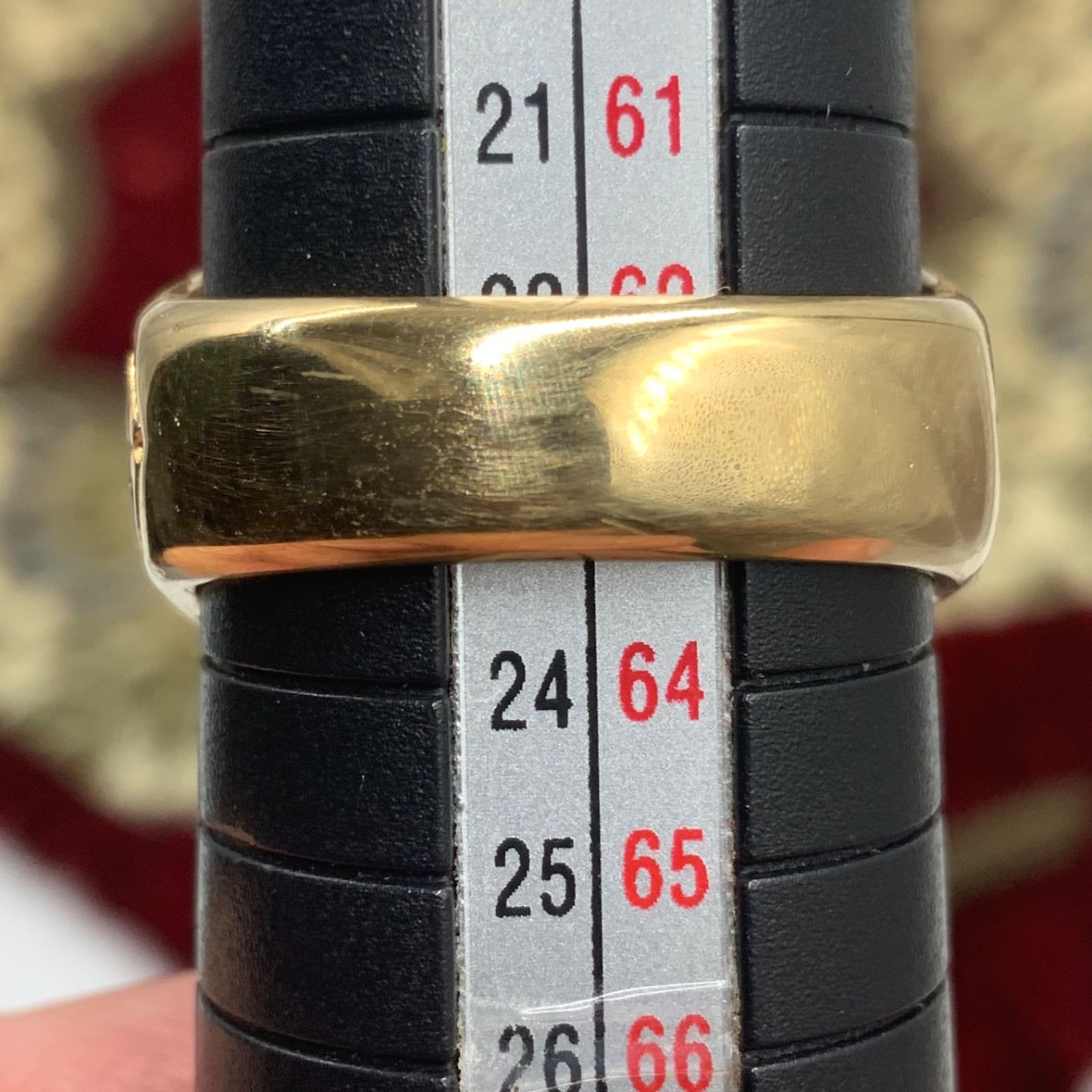 K18 デザインリング 印台系 23.6g 約23.5号 ダイヤ0.4ct