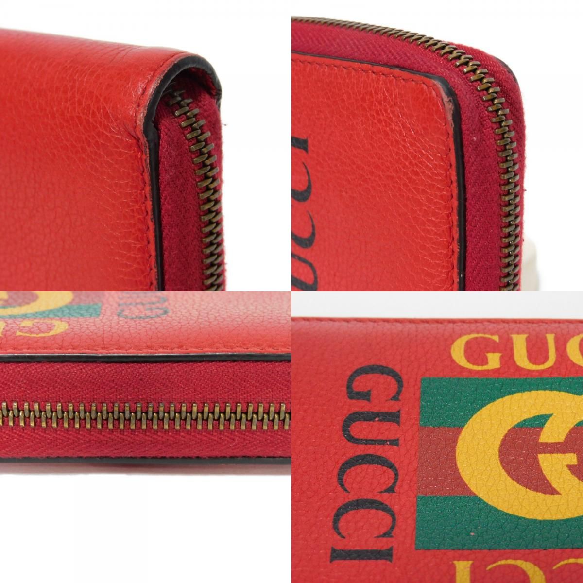 GUCCI グッチ ジップアラウンドウォレット ウェブ シェリー レッド 