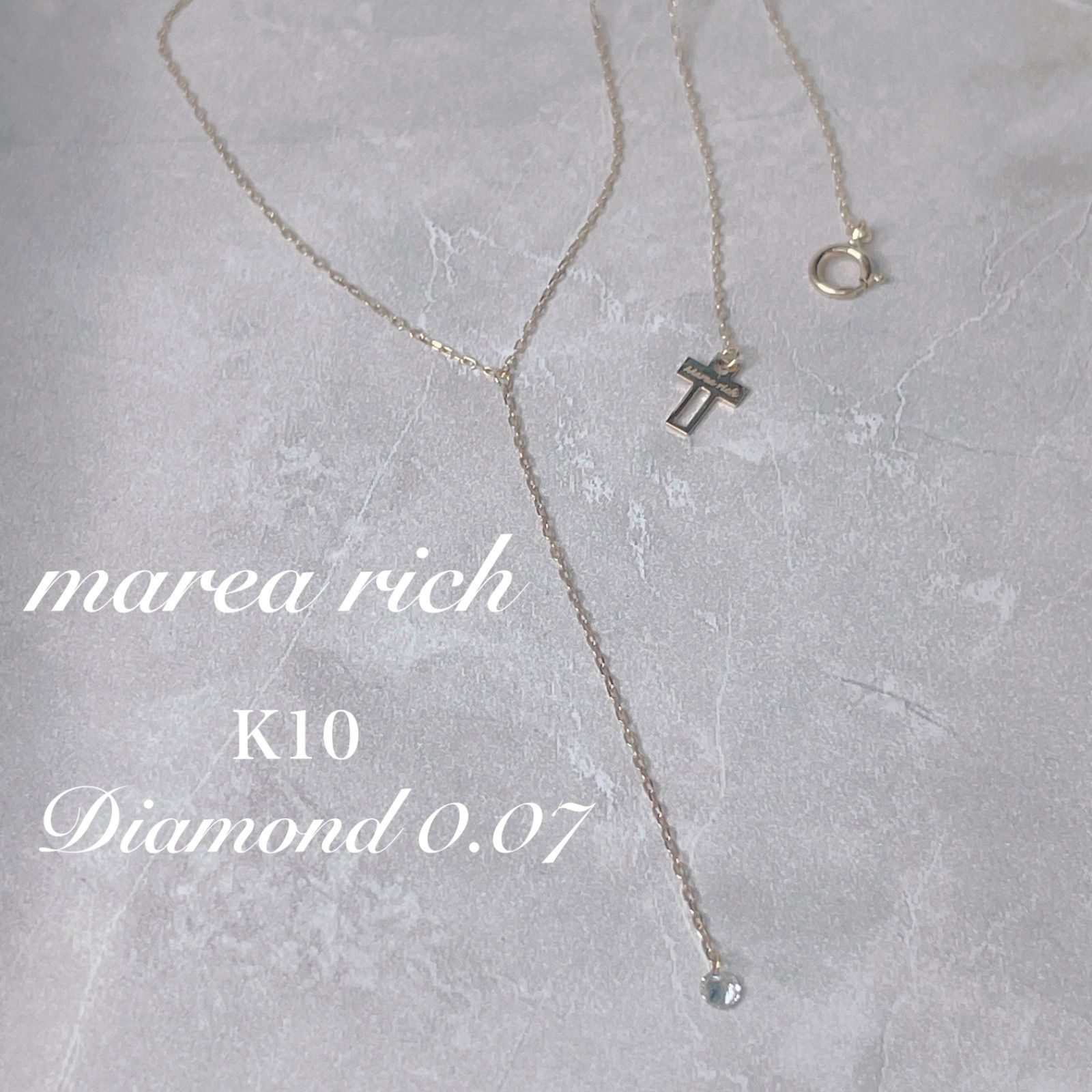 Marea rich マレアリッチ 一粒　ダイヤモンド　K10 Y字ネックレス Marea rich マレアリッチ 一粒 ダイヤモンド K10 Y字ネックレス