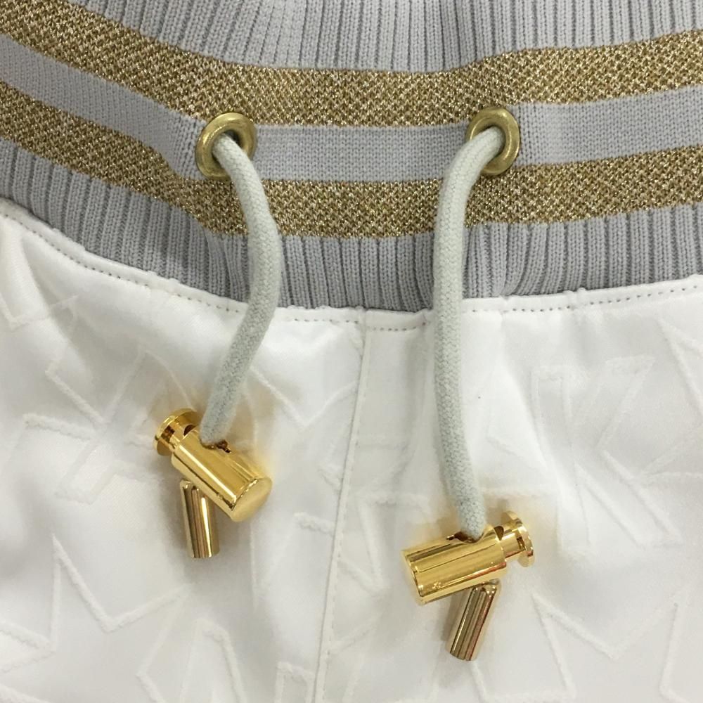 中綿パンツ 白×ライトグレー