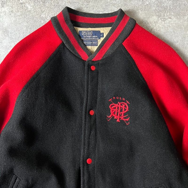 80s USA製 POLO RALPH LAUREN コットン ライナー ウール スタジャン L