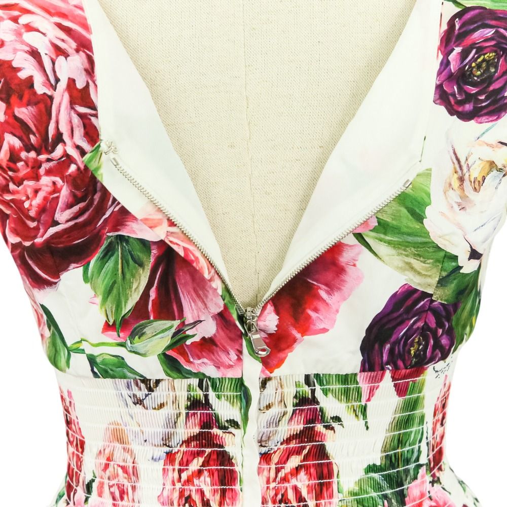 美品DOLCE&GABBANA ビスチェワンピースコルセットチュチュベビードール 未使用 Dolce&Gabbana ドルチェアンドガッバーナ ローズ ピオニー柄