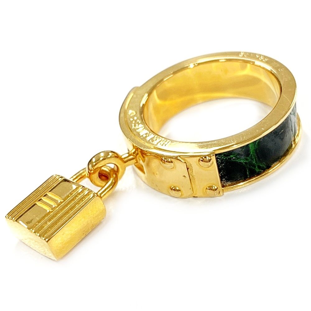 エルメス カデナ スカーフリング ケリー リング ゴールド クロコ 型押し