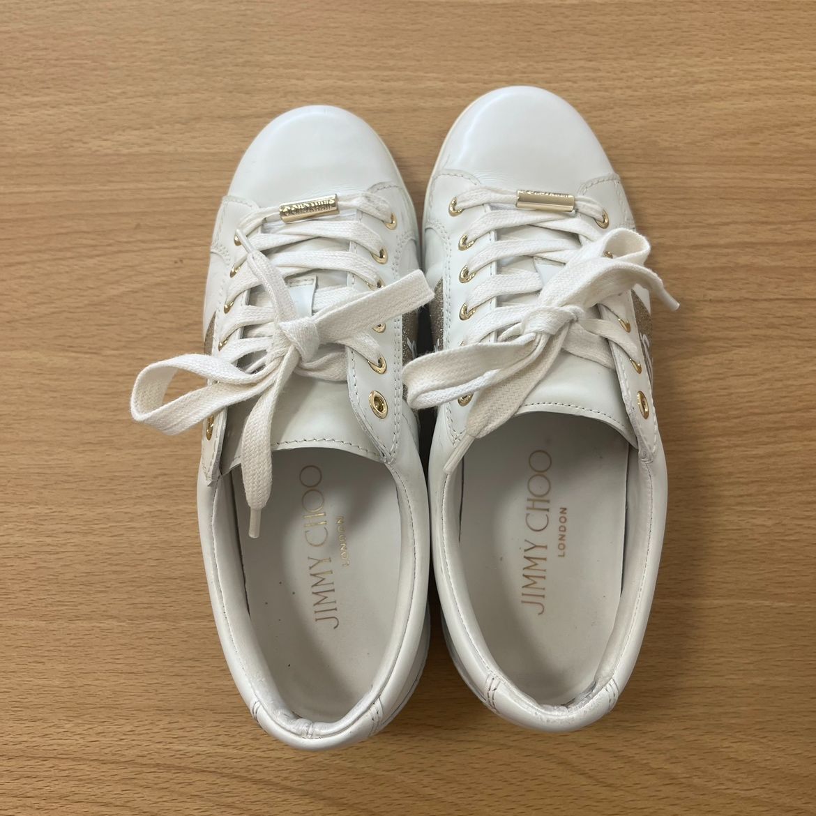 JIMMY CHOO CASH ホワイトレザースニーカー 36
