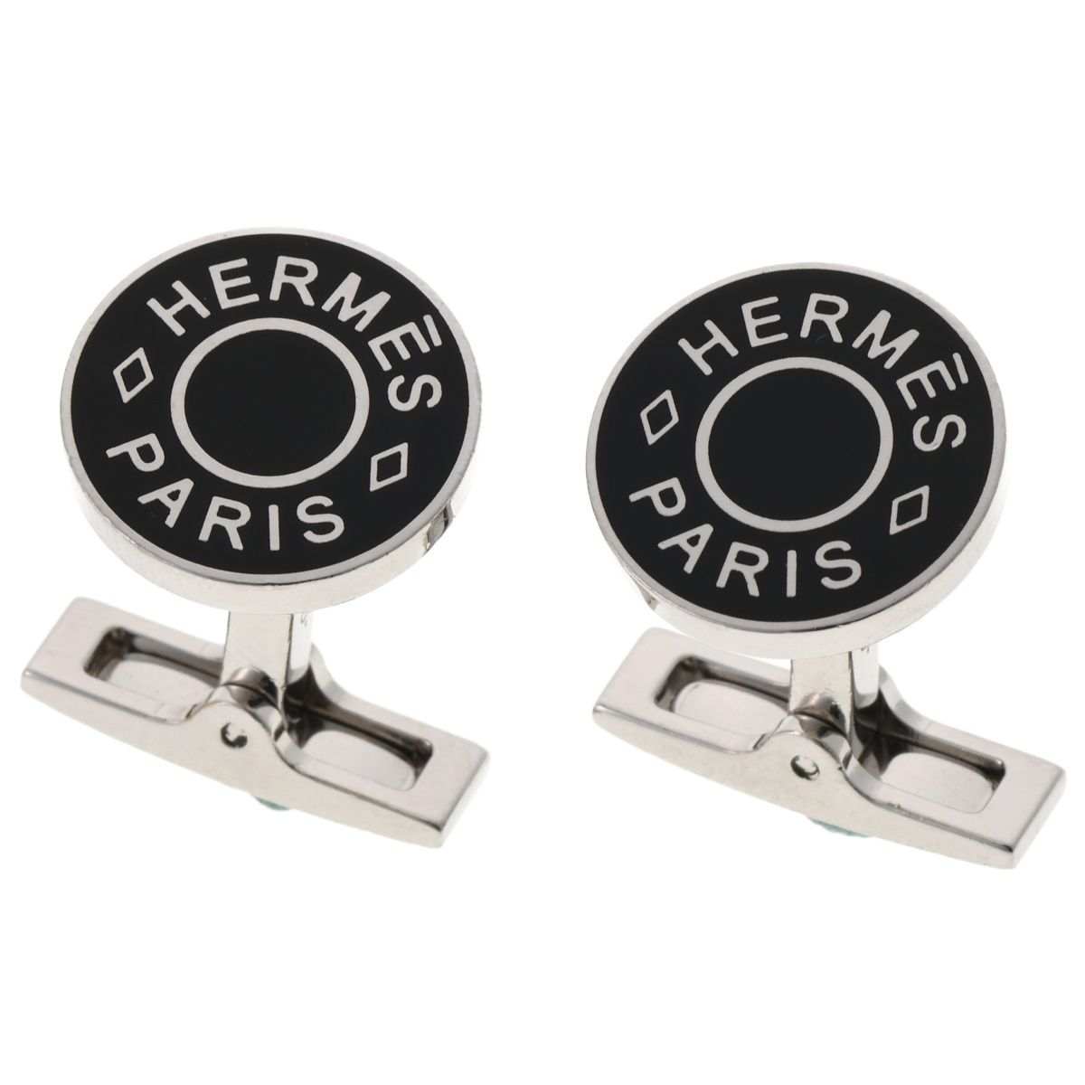 エルメス HERMES カフリンクス リコル 2 セリエ カフス ラッカーメタル シルバー ブラック E-159170