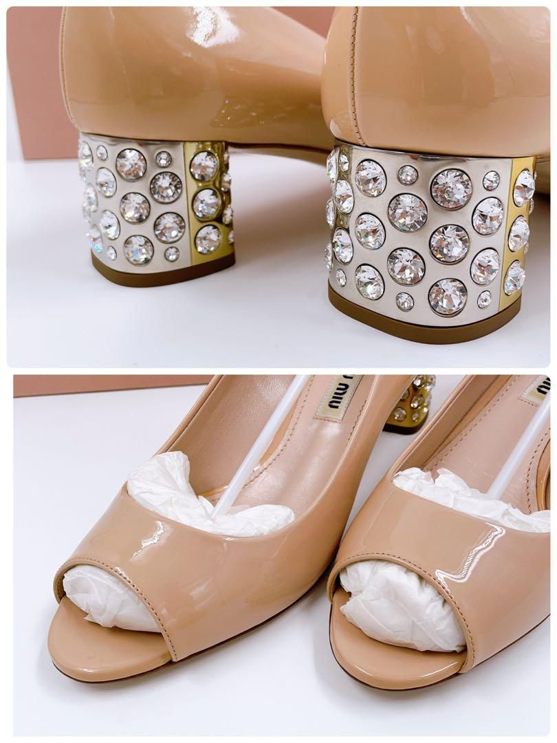 正規品・未使用品】MIUMIU エナメル ビジューヒール パンプス 即日配送 