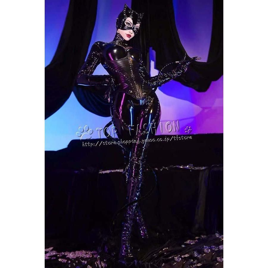 Batman Returns バットマンリターンズ 風 Catwomanキャットウーマン PU コルセット着 コスプレ衣装 ウィッグ 靴 道具別売り