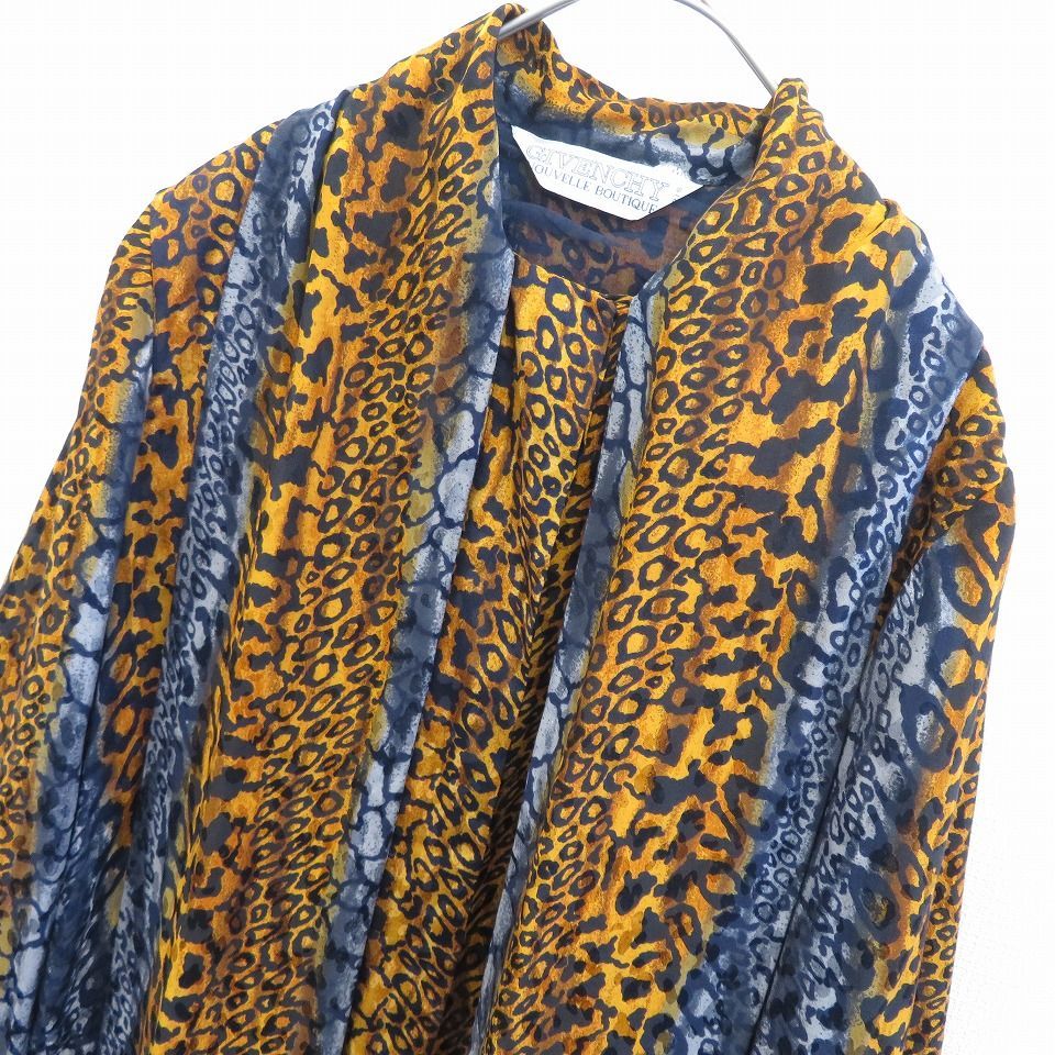 GIVENCHY ジバンシー レオパード ノーカラーコート ヴィンテージ 42 ジバンシィ GIVENCHY 長袖 ノーカラージャケット 42 ブラウン 茶