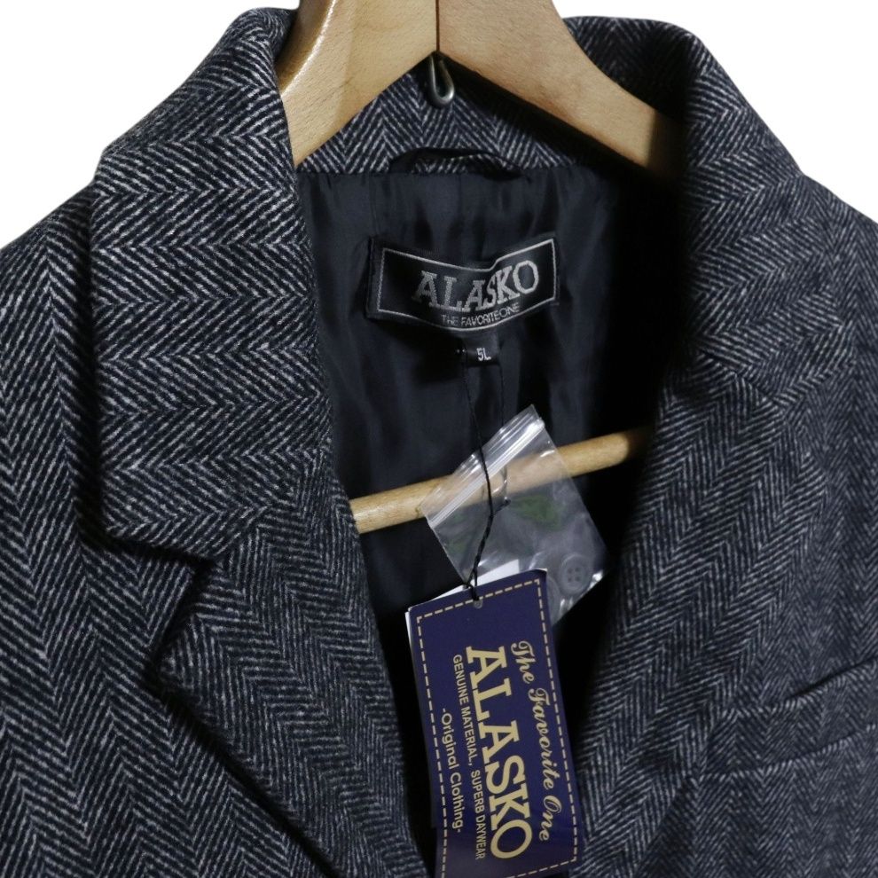 ALASKO アラスコ 3ポケット ヘリンボーン チェスターコート 5Lサイズ