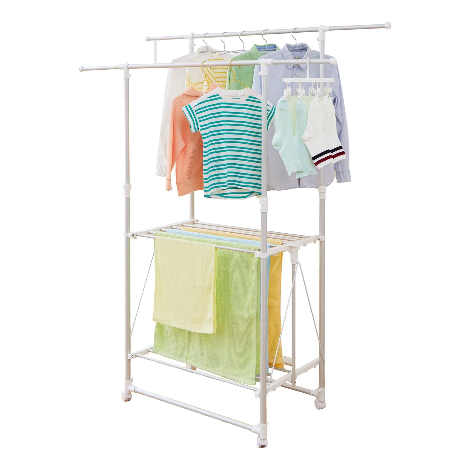 【正規品販売】 天馬 Tenma 軽量室内物干し H型 ホワイト 幅93-149×奥行52×高さ112-180cm PORISH アルミ室内多機能物干し PS-04KA