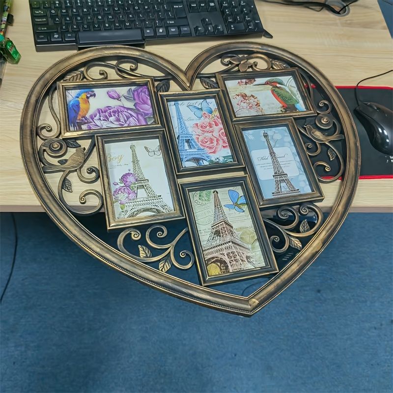 壁掛けフォトフレーム 樹脂 エレガント 華やか ヴィンテージ 家族 結婚式 カップル プレゼント 6枚セット ホワイト ブロンズ NEXPOTALLINN_EU