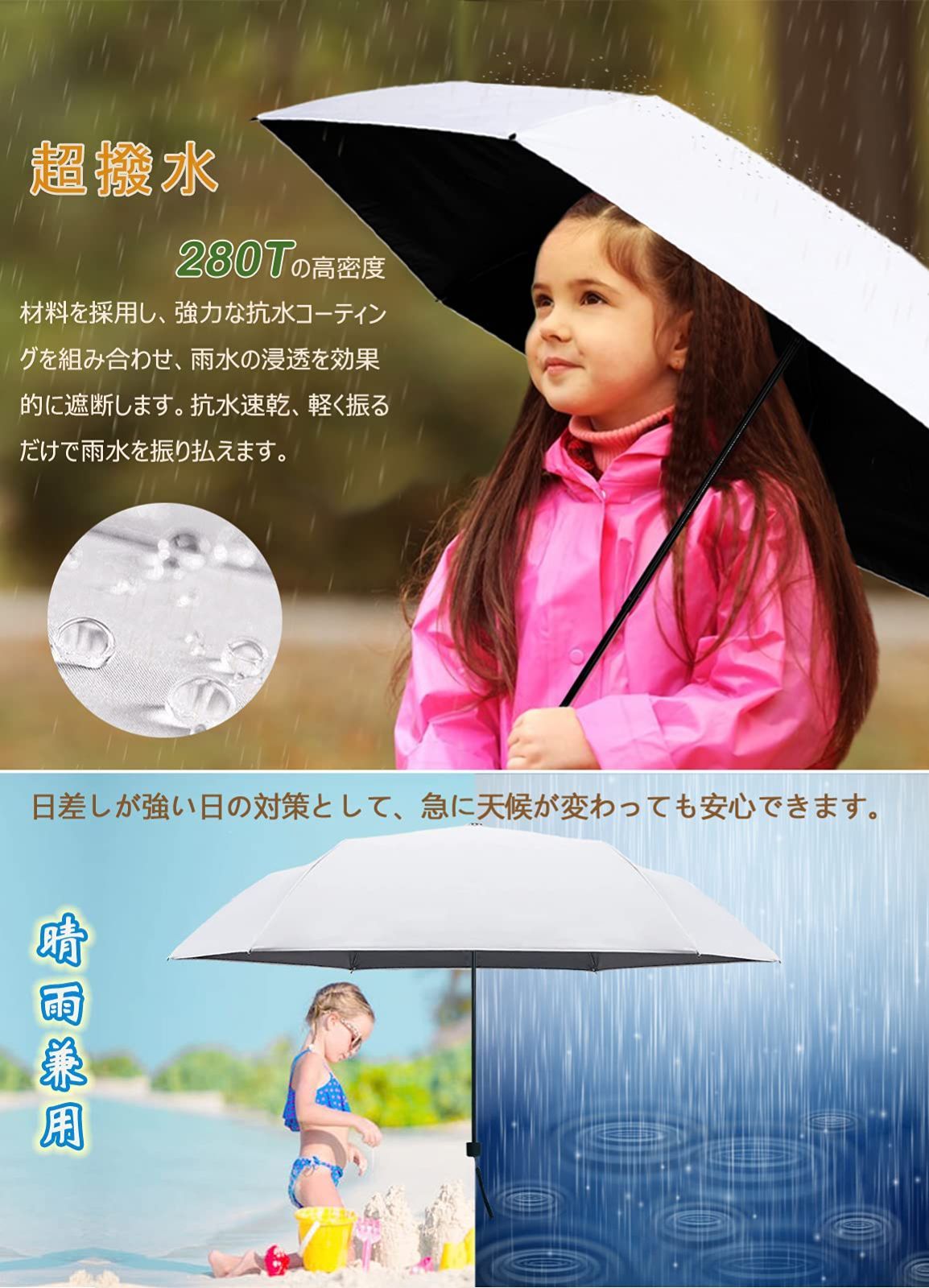 超人気新品 折りたたみ 日傘 UVカット 折り畳み 晴雨兼用 軽量