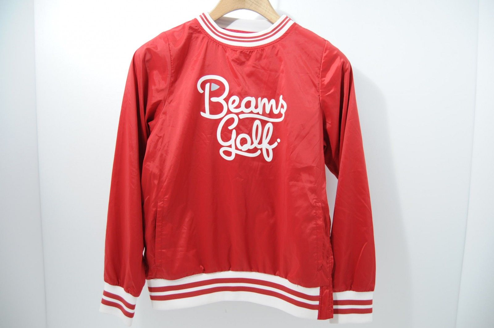 中古 レディース ビームスゴルフ BEAMSGOLF カットソー S 赤 長袖 クルーネック ウインド 薄手
