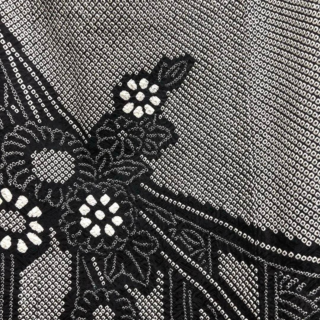 訪問着 総絞り 菊 縦縞 伝統和模様 モノトーン 着物 124a d - メルカリ