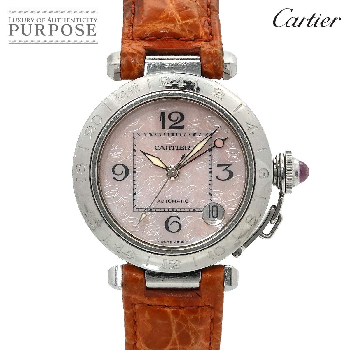 カルティエ Cartier パシャC クロノグラフ W3107099 2004年クリスマス 腕時計 デイト ピンクシェル 自動巻き Pasha C 90249294