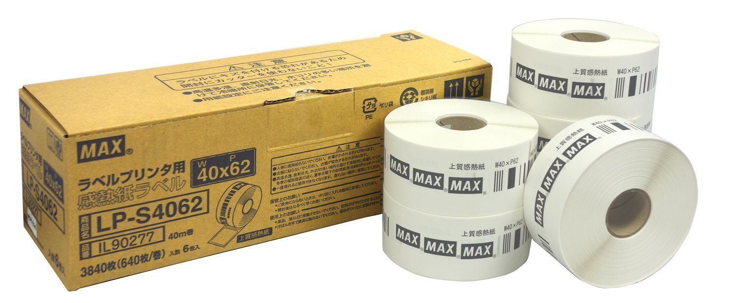 数量 上質感熱紙 ラベル ラベルプリンタ用 6巻入 マックス LP-S4062
