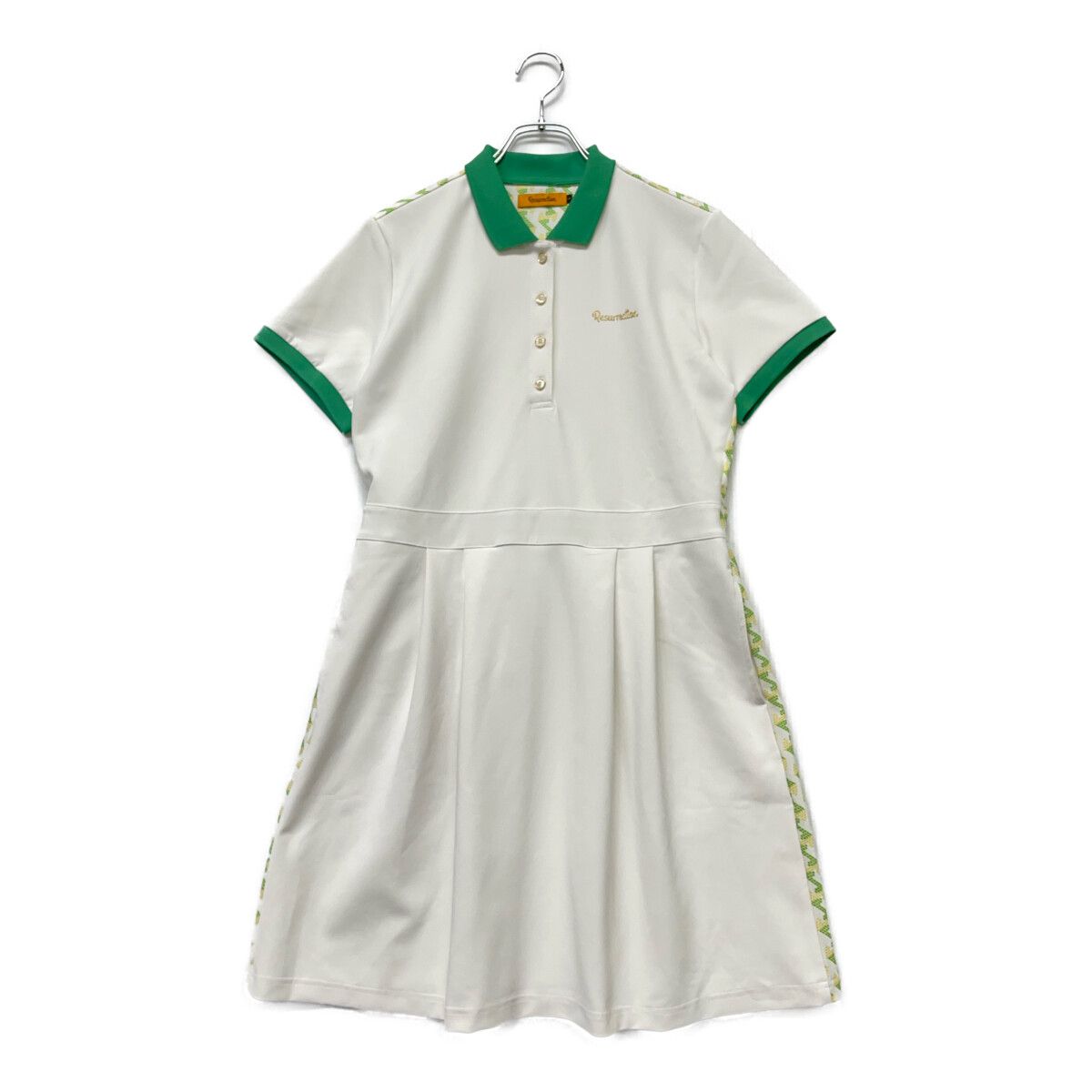 レディース レザレクション Resurrection ワンピース L 白×緑 ホワイト×グリーン 半袖ポロワンピース