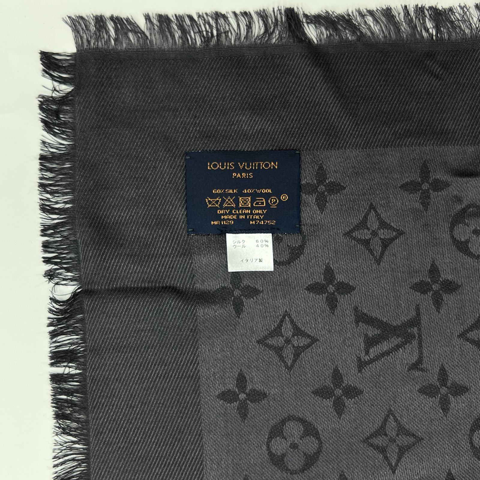 中古】LOUIS VUITTON ルイヴィトン ストール モノグラム シルク ウール  