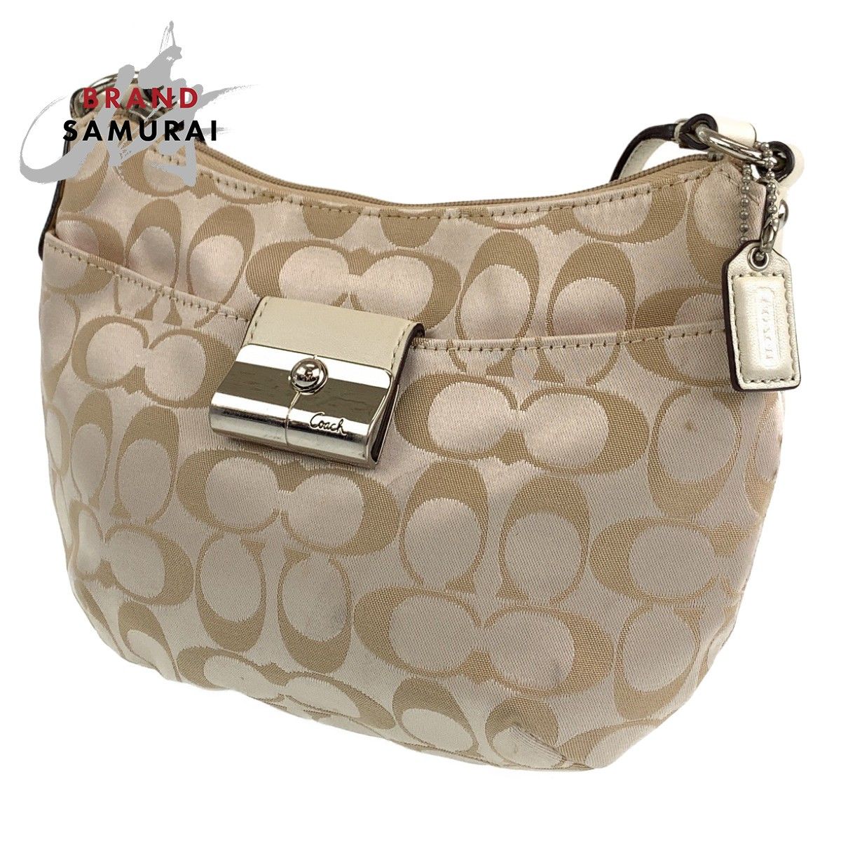COACH コーチ シグネチャー ベージュ シルバー金具 レザー 