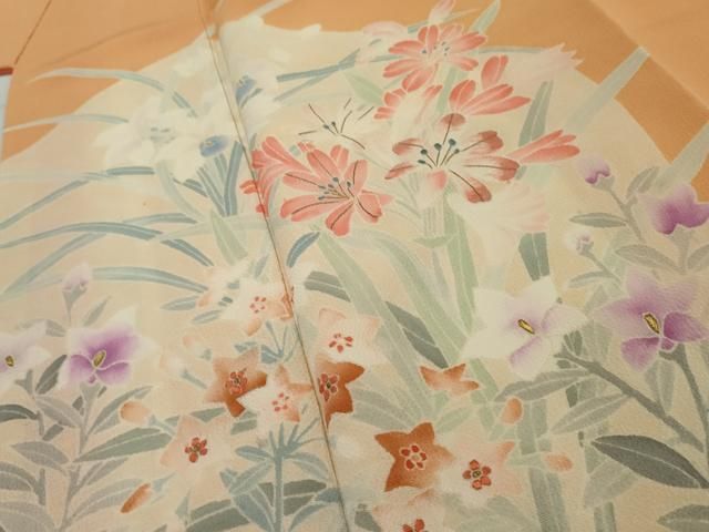 平和屋着物○訪問着 刺繍 絞り 草花文 金彩 正絹 逸品 DAAX1237op