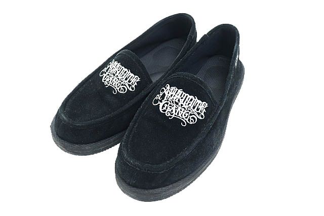 ワコマリア WACKO MARIA ×SUICOKE スイコック ×BUDSPOOL APHRODITE GANG バットスプール アフロディーテ ギャング 舐達磨 刺繍 スエード スリッポン シューズ 28 黒 ブラック ▲241125
