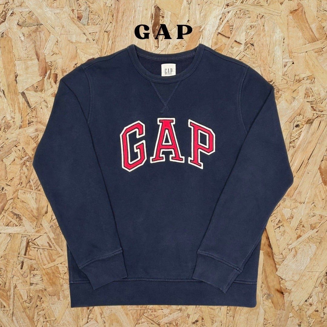 【S】GAP　ギャップ　ビック刺繍　スウェット　ネイビー　紺　古着