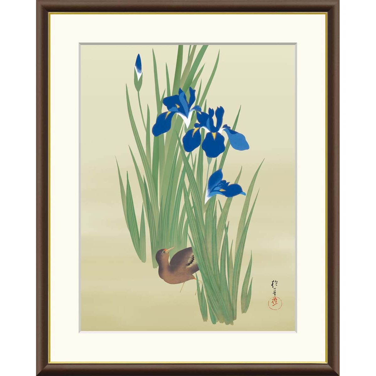 美品 常雄 額入り絵画 水鳥 落ち着いた色合いが素敵な 表現が丁寧で