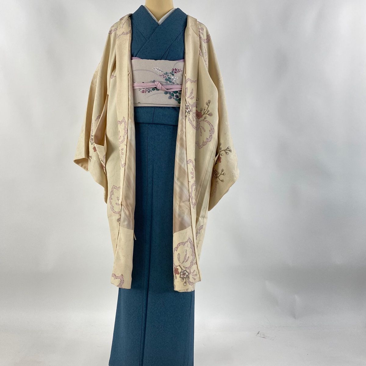 羽織 身丈106.5cm 裄丈70cm L 桐 ベージュ 正絹