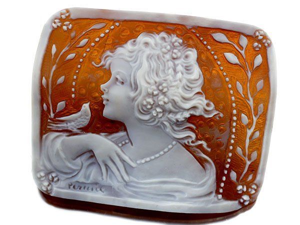 シェルカメオ 作家サインあり 刻印あり アンティーク