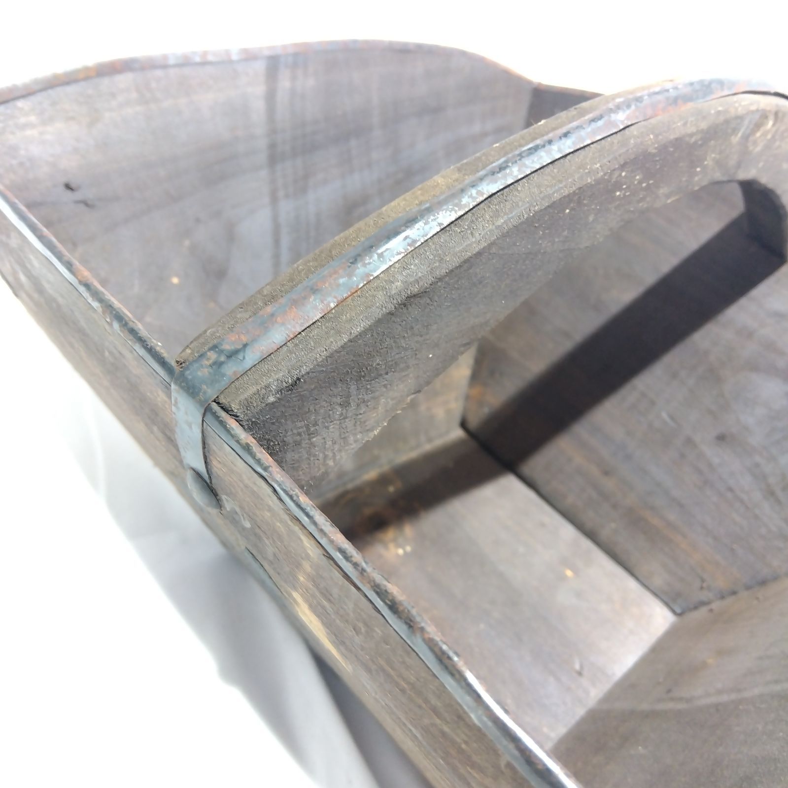 昭和レトロ 木製 米びつ 穀物箱 金具補強 漢字文字 古道具 古民家 骨董