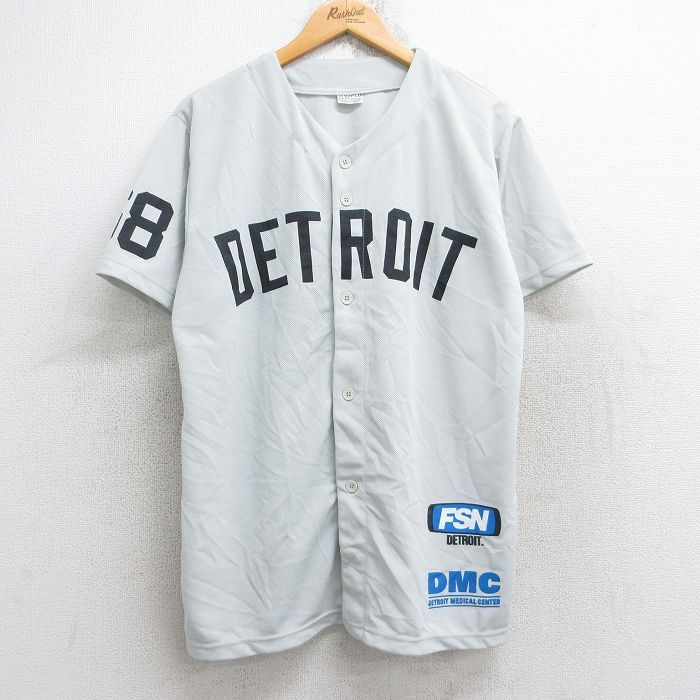 L/古着 STAFFORD 半袖 ベースボール シャツ メンズ デトロイト 68 薄