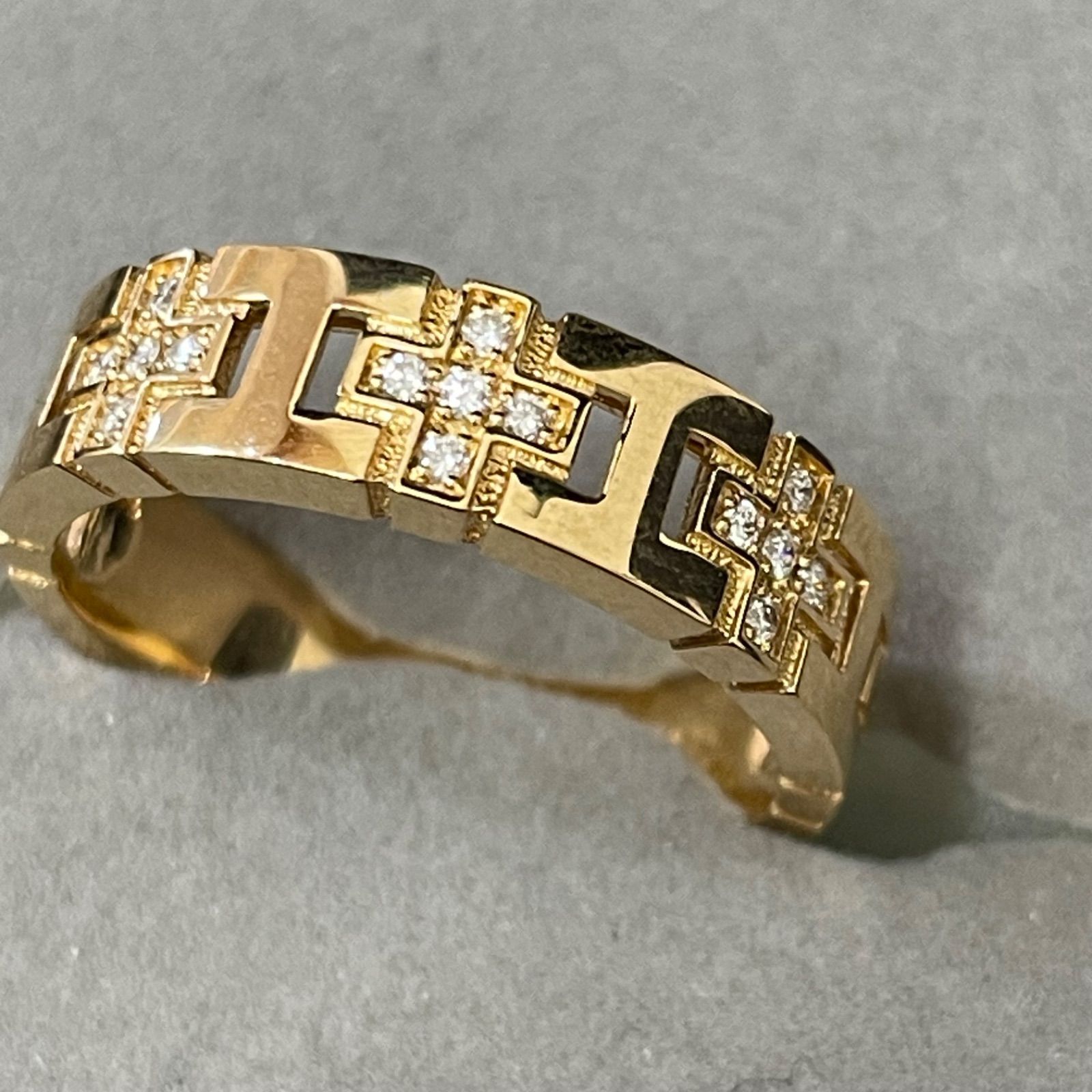 □ツツミ TSUTSUMI K18 クロス ダイヤモンドリング 19号 A25-1531