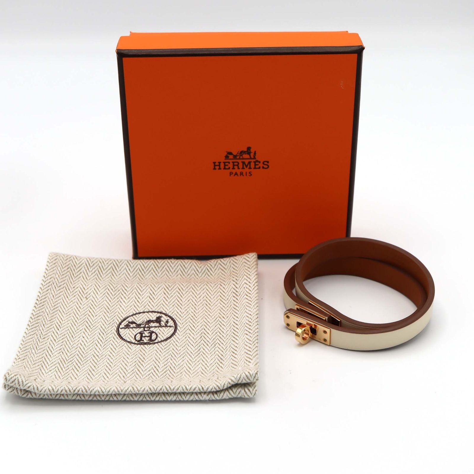 エルメス HERMES ケリー ドゥブルトゥール ブレスレット T2 ホワイト