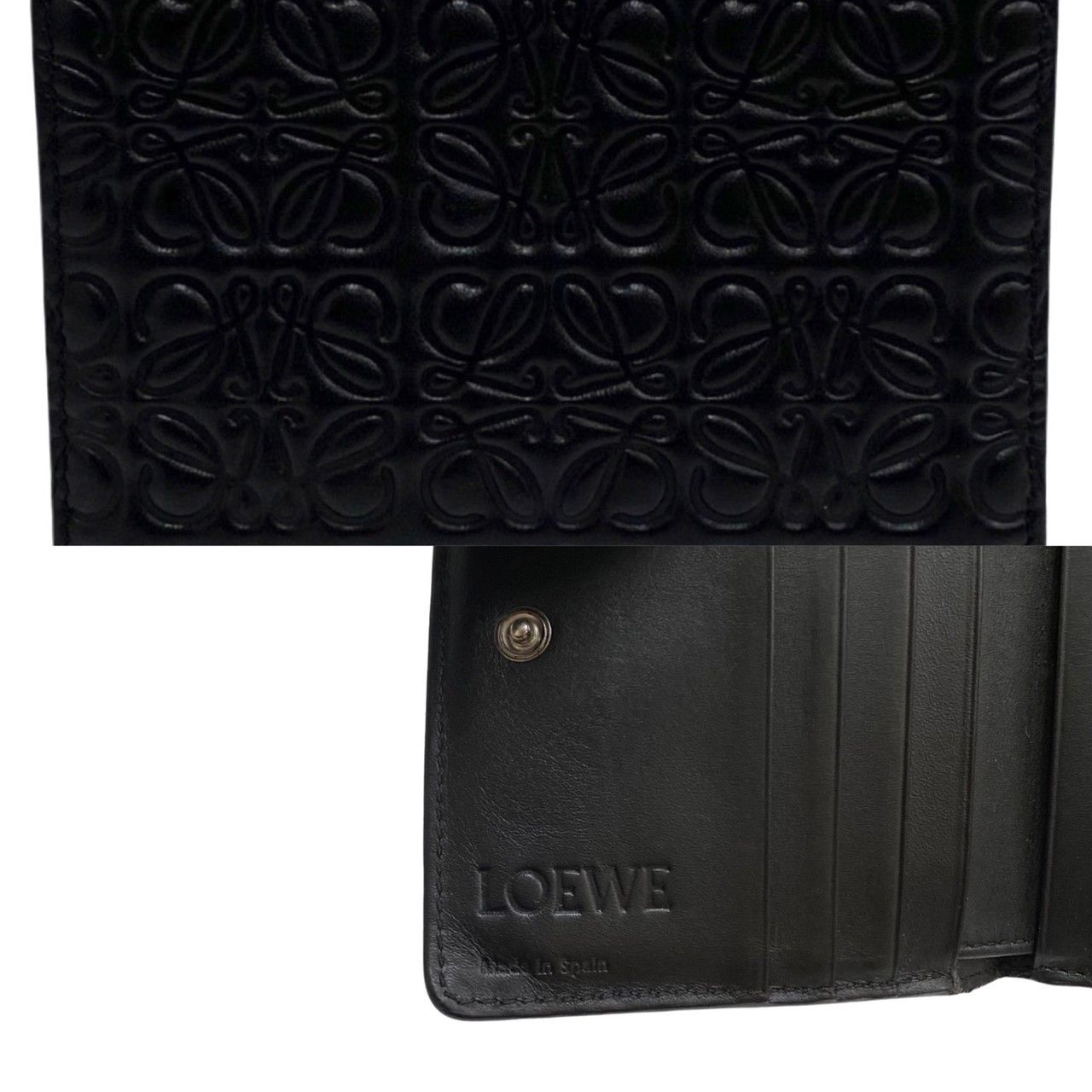 ほぼ未使用 箱付 LOEWE ロエベ リピートアナグラム ロゴ レザー 本革  